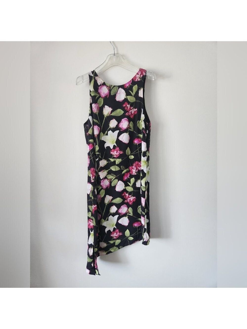 CLUB MONACO | 100% Silk Quynh dress floral black pink roses sz 4 - Picture 3 of 6
